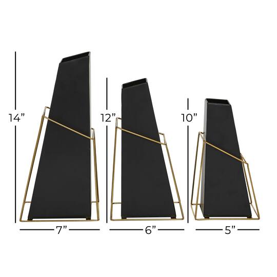 Black Metal Contemporary Vase Set